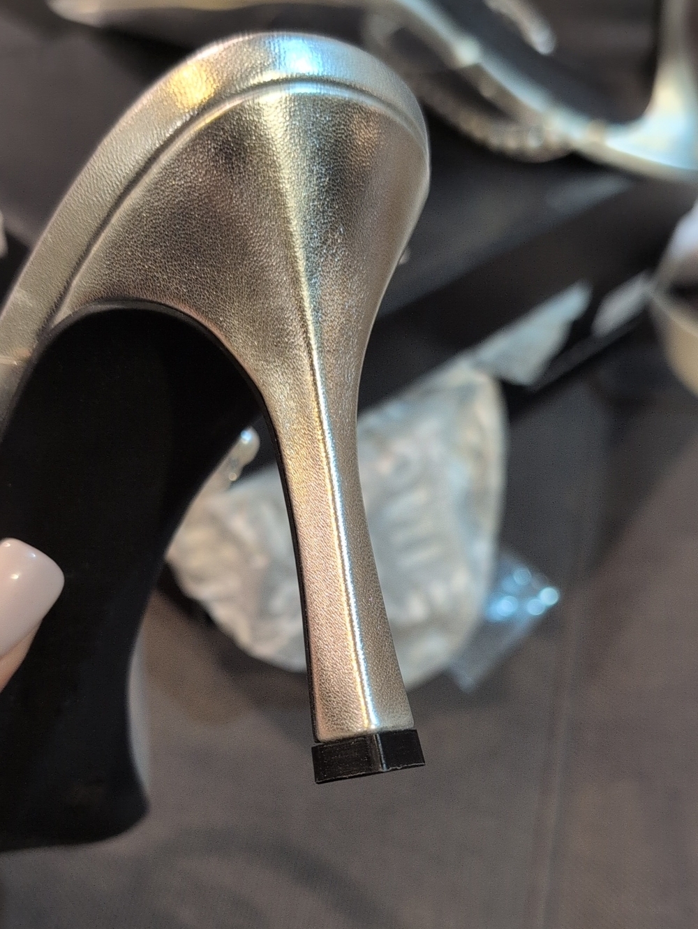 INC Clear Silver Pearl-Detail Mule Heels. NWT. Size 8.5 - Picture 5 of 8